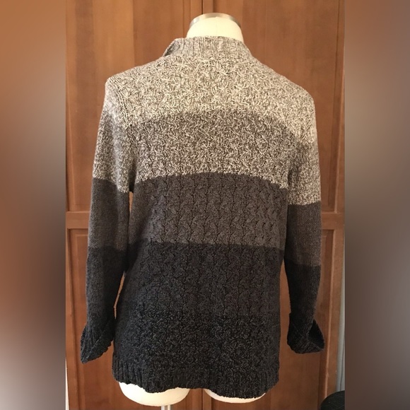 Jones New York Hombre Style Dble Breasted Mixed Knit Style Cardigan Sweater Sz L - Picture 4 of 10